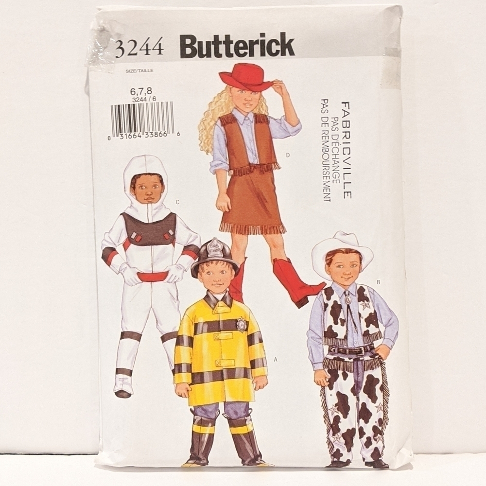 2/$20 Butterick 3244 kids Halloween costume